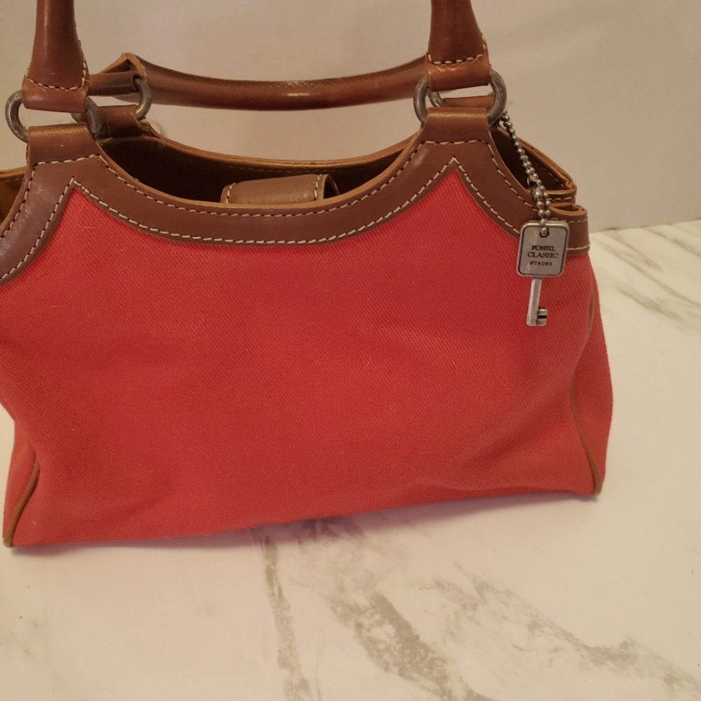 Red Canvas HAND BAG By FOSSIL
